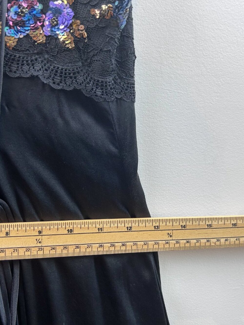 Vintage Betsey Johnson Evening Black Silk Lace-Up Back Gown, Size 4, Y2K - Picture 7 of 9